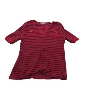 American Living Women's Size LG V-Neck  Blouse‎ Red